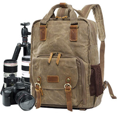 Green LARGE CANVAS WATERPROOF 15'' MENS DSLR CAMERA BAG CANON CAMERA BACKPACK NIKON CAMERA BAG FOR Women - imessengerbags