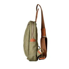 Army Green Canvas Sling Backpack Men's Sling Bag Blue Chest Bag Canvas One shoulder Backpack For Men - imessengerbags