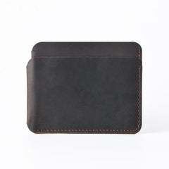 Vintage Brown Leather Men's Front Pocket Wallet Black Slim Card billfold Wallet Small Wallet For Men - imessengerbags