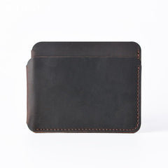 Vintage Brown Leather Men's Front Pocket Wallet Black Slim Card billfold Wallet Small Wallet For Men