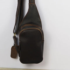 Black Coffee Leather Mens Sling Bag Sling Shoulder Bag Sling On Shoulder Backpack for men