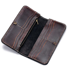 Handmade Leather Chinese Lion Mens Chain Biker Wallet Cool Leather Wallet With Chain Wallets for Men - imessengerbags