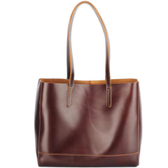 Vintage Brown Leather Men Womens Tote 15 inches Amber Brown Tote Bag Shoulder Tote Bag For Men - imessengerbags