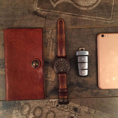 HandmadeLeather Mens Cool Long Leather Wallet Slim Travel Passport Wallet Clutch Wallet for Men - imessengerbags