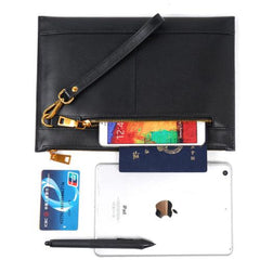 Handmade Leather Mens Chinese Dragon Clutch Cool Slim Wallet Zipper Clutch Wristlet Wallet for Men