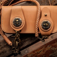 Handmade Leather Mens Chain Biker Wallet Cool Leather Wallet With Chain Wallets for Men - imessengerbags