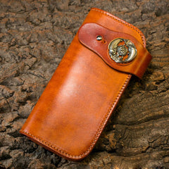 Handmade Long Wallet Mens Cool Leather Chain Wallet Biker Trucker Wallet with Chain - imessengerbags