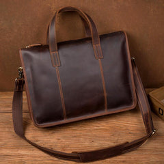 Vintage Dark Brown Leather Mens 12 inches Briefcase Laptop Side Bag Business Bags Work Bags for Men