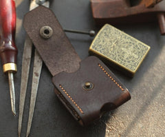 Handmade Leather Mens Standard Zippo Lighter Case With Belt Loop Zippo Cool Standard Lighter Holders For Men - imessengerbags