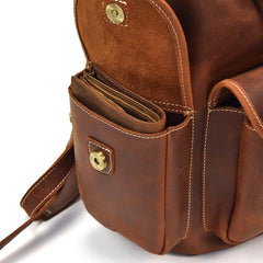 Vintage Leather Mens 14inch Laptop Backpack Travel Backpacks School Backpacks for Men - imessengerbags