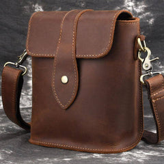Cool Vintage Brown Leather Mens Tablet Messenger Bag Small Side Bag Messenger Bags For Men - imessengerbags