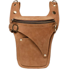 Cool Tan Men's Motorcycle Belt Pouch Belt Bag Leather Drop Leg Bag Waist Bag For Men