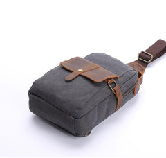 Canvas Leather Mens Khaki Chest Bag One Shoulder Backpack Green Sling Bag for Men - imessengerbags