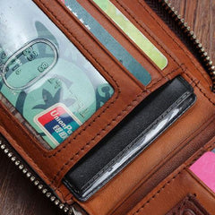 Handmade Mens Cool billfold Leather Wallet Men Small Wallets Bifold for Men - imessengerbags