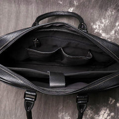 Black Leather Mens 15 inches Large Laptop Work Bag Handbag Briefcase Shoulder Bags Business Bags For Men