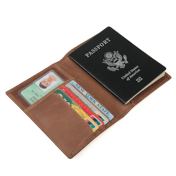 Slim RFID Men's Leather Bifold Passport Wallet Travel Wallet Ticket Wallet For Men - imessengerbags