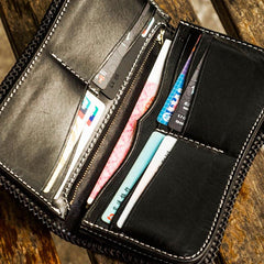 Handmade Leather Prajna Ghost Mens Chain Biker Wallet Cool Leather Wallet With Chain Wallets for Men - imessengerbags