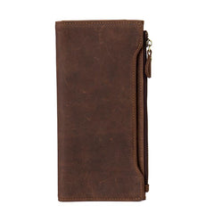 Brown Cool Mens long Wallet Wristlet Bag Clutch Bag Bifold Long Wallet Hand Bags for Men - imessengerbags