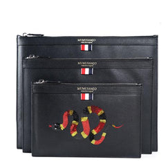 Handmade Leather Mens Clutch Snake Cool Slim Wallet Zipper Clutch Wristlet Wallet for Men - imessengerbags