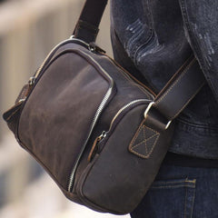 Handmade Leather Mens Cool Shoulder Bag Messenger Bag Chest Bag Bike Bag Cycling Bag for men - imessengerbags