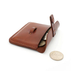 Handmade Leather Mens Front Pocket Wallet Card Wallets Small Change Wallets for Men