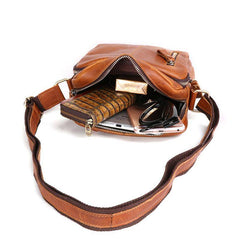 Cool Brown Leather Mini Messenger Bags Small Tablet Messenger Bag Side Bag For Men - imessengerbags