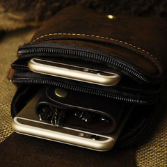 Small Mens Leather Belt Pouch Holsters Belt Case Cell Phone Waist Pouch for Men