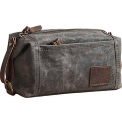 Large Canvas Green Mens Clutch Bag Zipper Wristlet Bag Phone Purse for Men