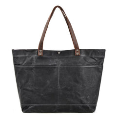 Waxed Canvas Leather Womens Mens Large Pink Tote Bag Shoulder Bag Black Tote Purse For Women - imessengerbags