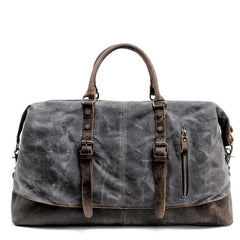 Cool Canvas Leather Mens Black Travel Weekender Bag Waterproof Duffle bag for Men