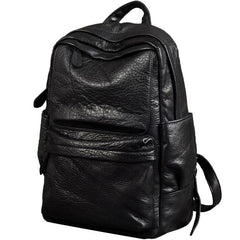 Genuine Leather Mens Cool Backpack Sling Bag Large Black Travel Bag Hiking Bag for men