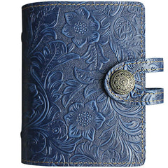 Handmade Leather Floral Mens Cool Short Wallet Card Holder Small Card Slim Wallets for Men