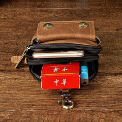 Leather Mens WAIST POUCH with Belt Loop Cell Phone Holster Belt Pouch for Men - imessengerbags