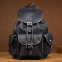 Fashion Brown Mens Leather 15inches Large Backpacks Travel Backpacks School Backpacks for men - imessengerbags