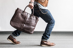 Genuine Leather Mens Briefcase Messenger Bag Laptop Bag Shoulder Bag for men