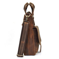 Brown Leather Mens Vintage Work Bag Handbag Briefcase Shoulder Bags Business Bags For Men - imessengerbags