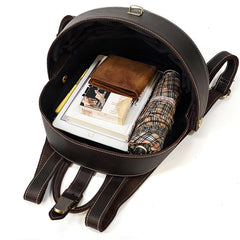 Dark Coffee Beetle Style Leather Men's Unique Backpack Hemisphere Travel Backpack College Backpack For Men