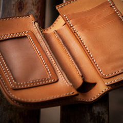 Handmade Leather Short Mens Chain Biker Wallet Cool Leather Wallet With Chain Wallets for Men