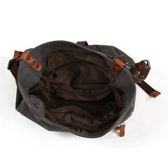 Mens Waxed Canvas Leather Tote Bag Canvas Handbag Canvas Shoulder Bag for Men - imessengerbags