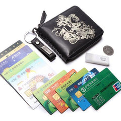 Genuine Leather Mens Chain Biker Wallet Cool Zipper Leather Wallet Bifold billfold Wallets - imessengerbags