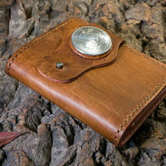 Handmade Leather billfold Mens Chain Biker Wallet Cool Leather Wallet With Chain Wallets for Men - imessengerbags
