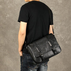 Genuine Leather Mens Cool Messenger Bag Shoulder Bag Chest Bag Bike Bag Cycling Bag for men - imessengerbags