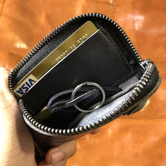 Handamde Genuine Leather Mens Cool Key Wallet Card Slim Wallet Key Holder Car Key Case for Men - imessengerbags