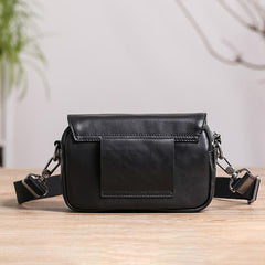 Casual Black Small Leather MENS Side Bag Black Small Messenger Bag Leather Courier Bag For Men