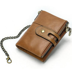 Cool Brown Leather Men's Biker Chain Wallet Black Small Wallet with Chain For Men - imessengerbags