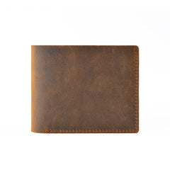 Vintage Brown Leather Men's Small Bifold Wallet Black Slim billfold Wallet For Men - imessengerbags