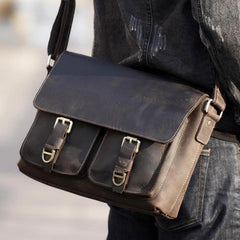 Handmade Leather Mens Cool Shoulder Bag Messenger Bag Chest Bag Bike Bag Cycling Bag for men - imessengerbags