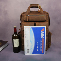 Vintage Mens Leather Large Laptop Backpack Travel Backpack Leather School Backpacks for Men