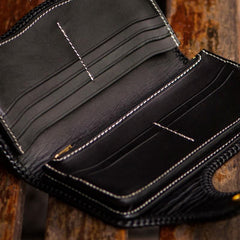 Handmade Leather Carp Mens Chain Biker Wallet Cool Leather Wallet With Chain Wallets for Men