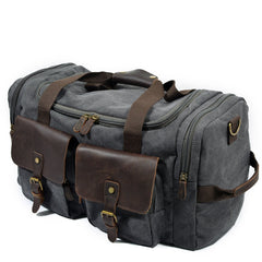 Cool Canvas Leather Mens Retro Large Green Travel Weekender Bag Duffle Bag for Men